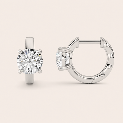 2CT Round Cut Lab Grown Diamond Huggie Earrings
