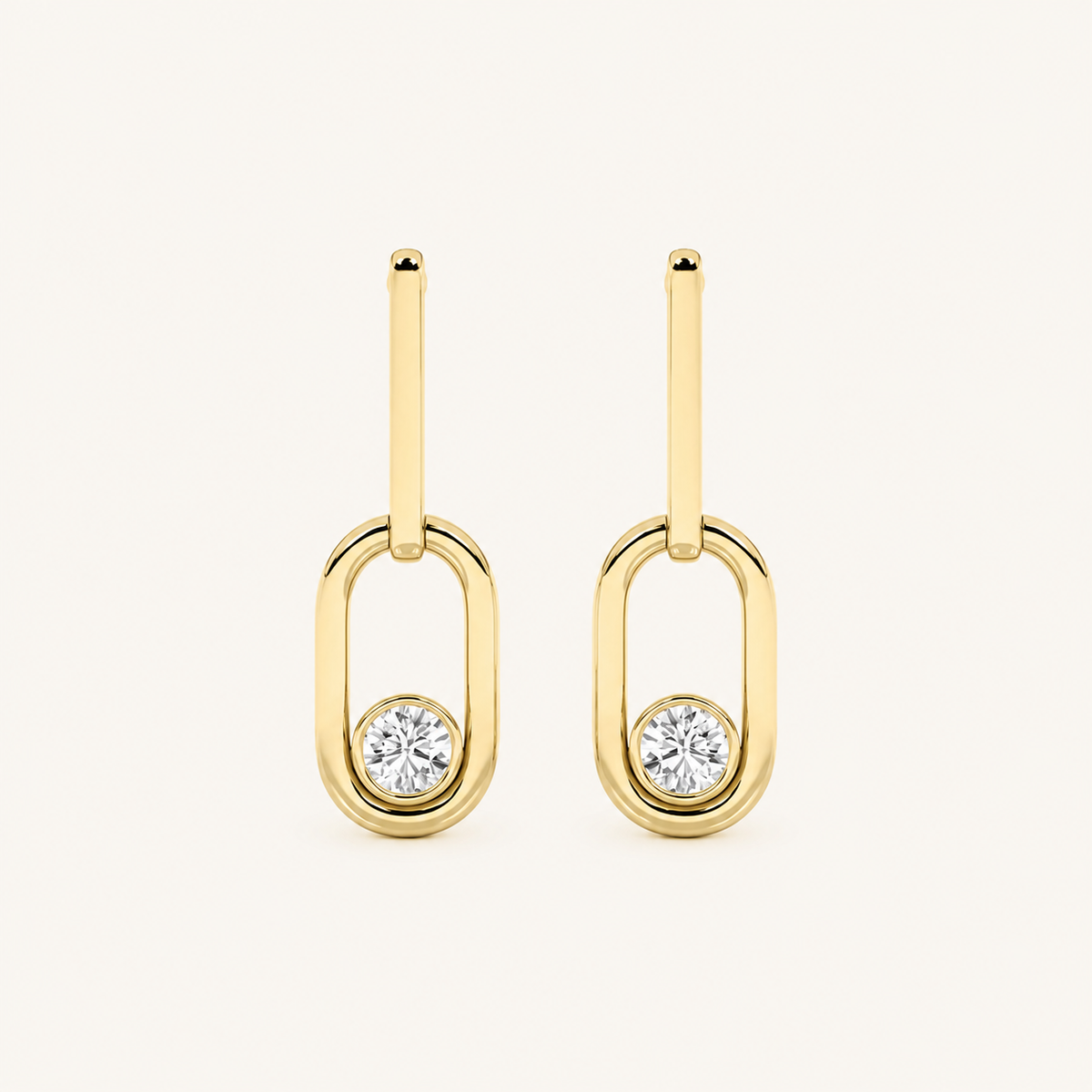 0.5CT Round Cut Lab Grown Diamond Bezel Set Paperclip Dangle Earrings