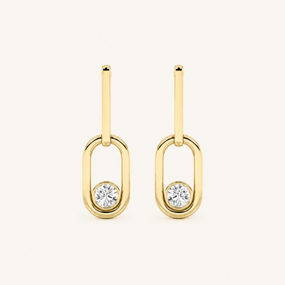 0.5CT Round Cut Lab Grown Diamond Bezel Set Paperclip Dangle Earrings