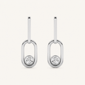 0.5CT Round Cut Lab Grown Diamond Bezel Set Paperclip Dangle Earrings