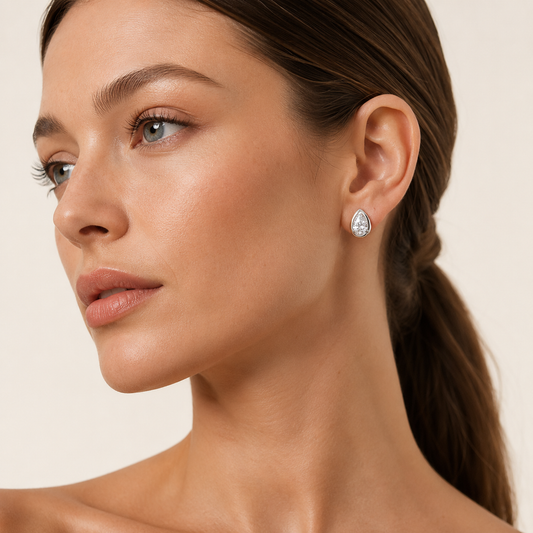 2CT Pear Cut Lab Grown Diamond Stud Earrings