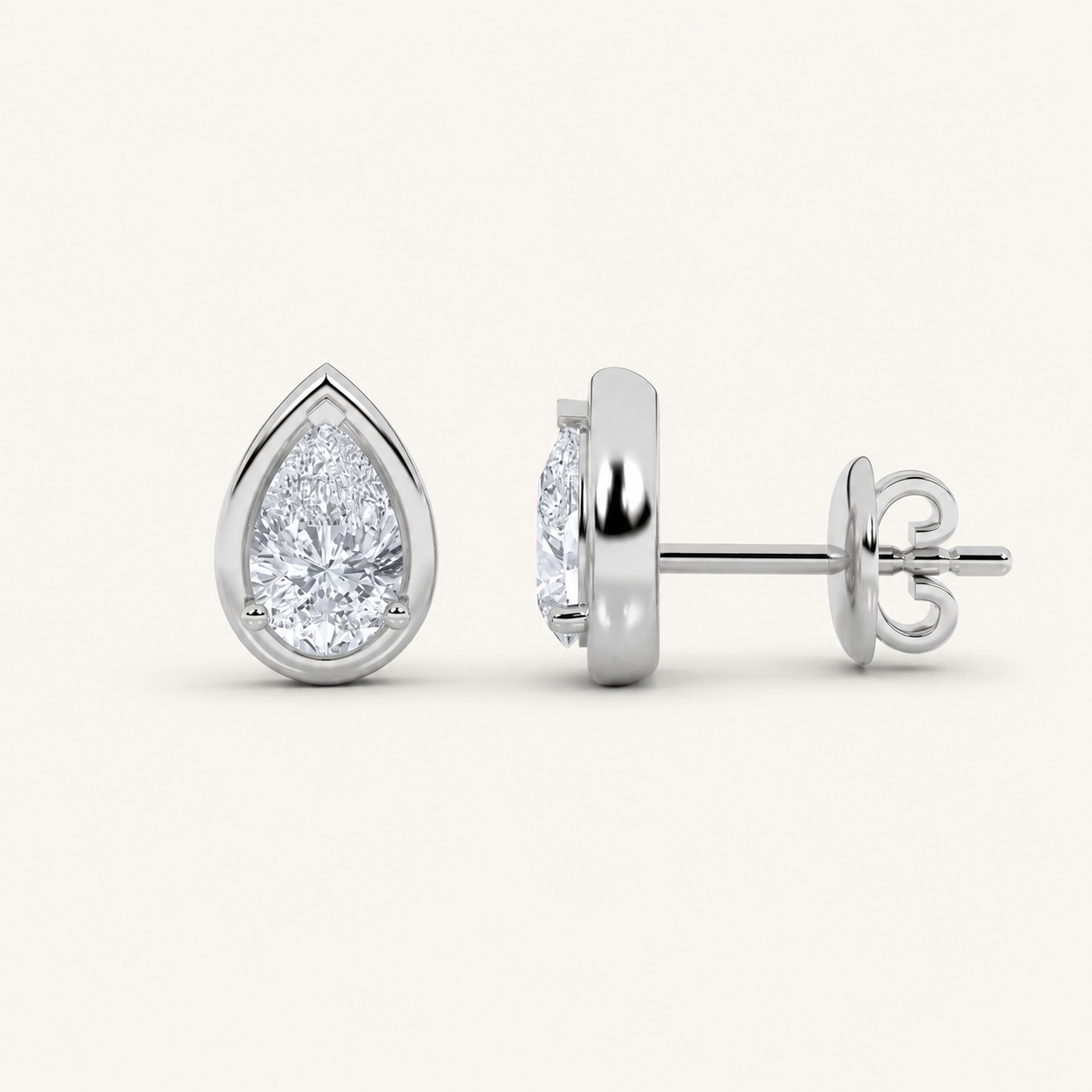 2CT Pear Cut Lab Grown Diamond Stud Earrings