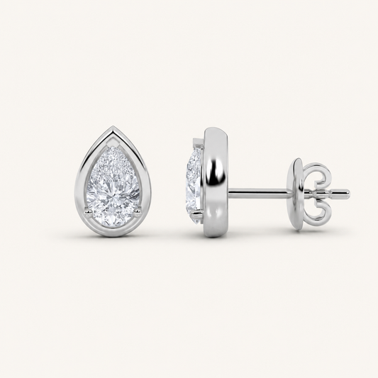 2CT Pear Cut Lab Grown Diamond Stud Earrings