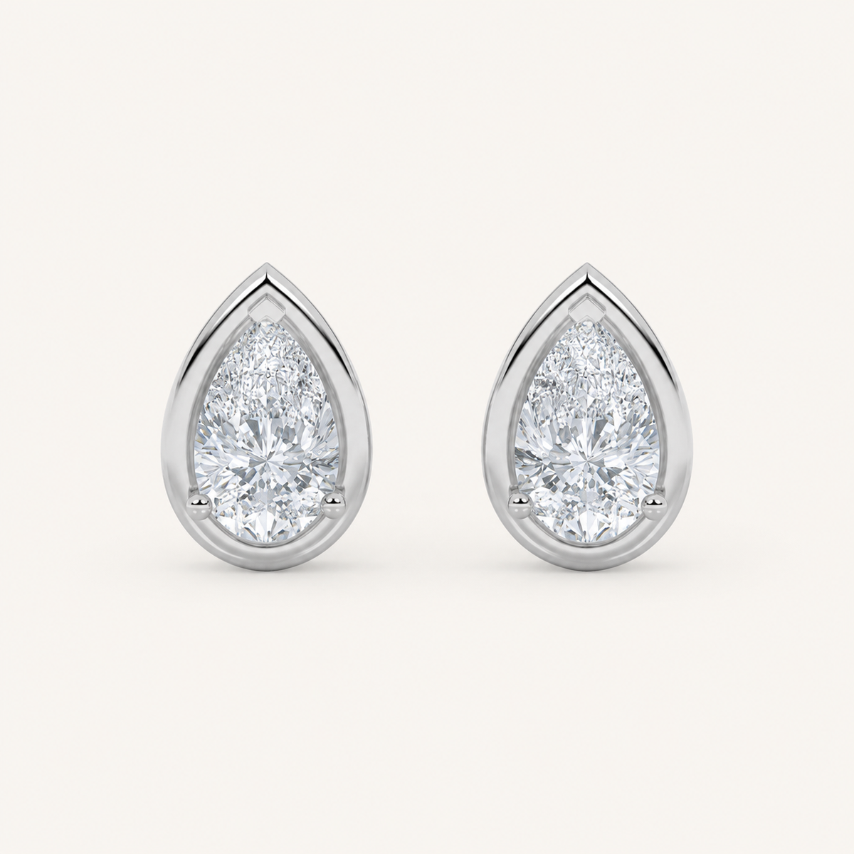 2CT Pear Cut Lab Grown Diamond Stud Earrings