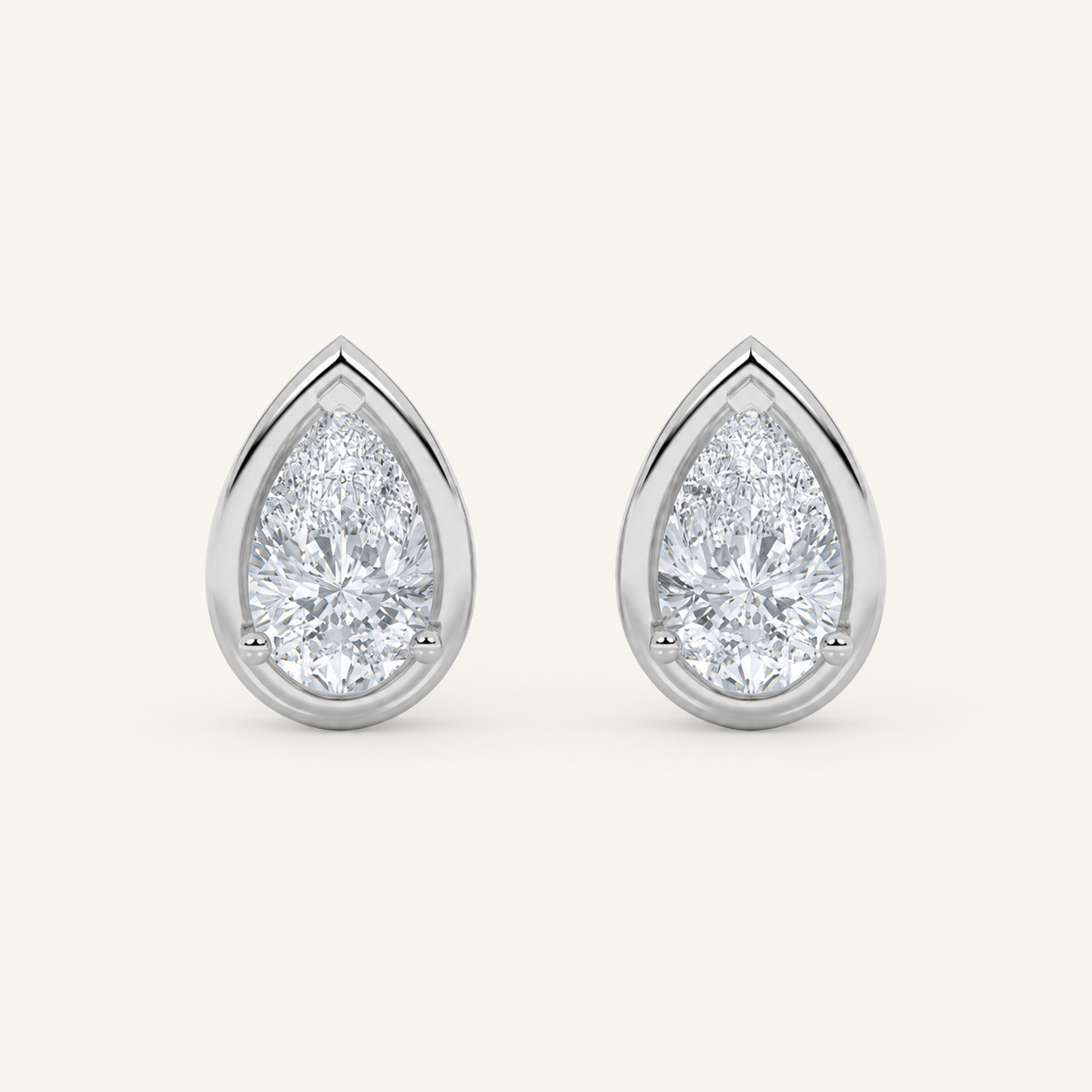 2CT Pear Cut Lab Grown Diamond Stud Earrings