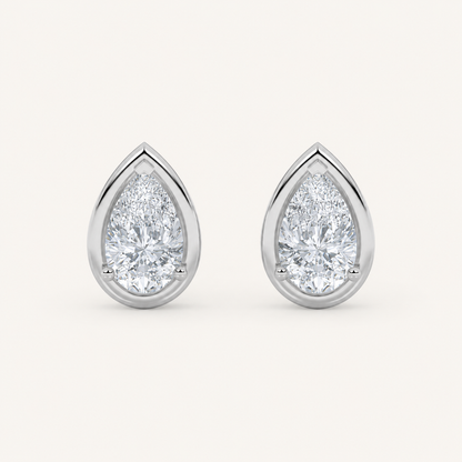 2CT Pear Cut Lab Grown Diamond Stud Earrings