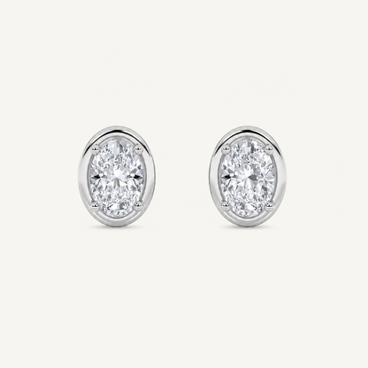2CT Oval Cut Lab Grown Diamond Stud Earrings