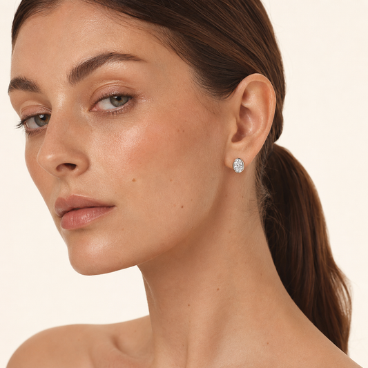 2CT Oval Cut Lab Grown Diamond Stud Earrings