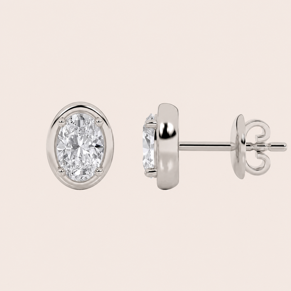2CT Oval Cut Lab Grown Diamond Stud Earrings