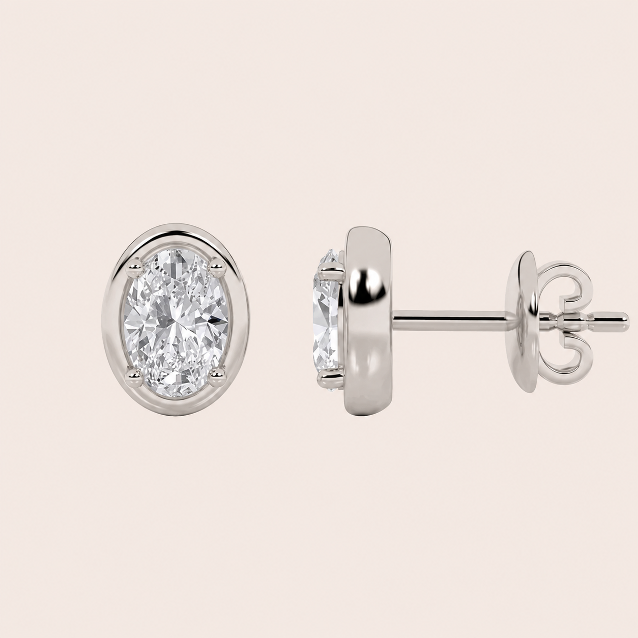 2CT Oval Cut Lab Grown Diamond Stud Earrings