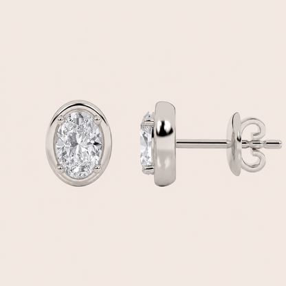 2CT Oval Cut Lab Grown Diamond Stud Earrings
