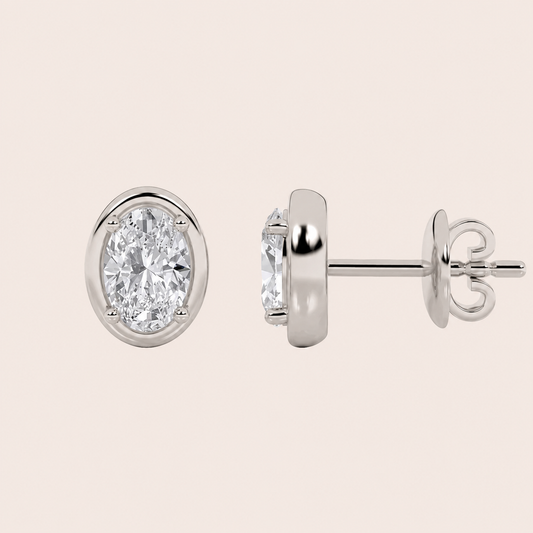 2CT Oval Cut Lab Grown Diamond Stud Earrings