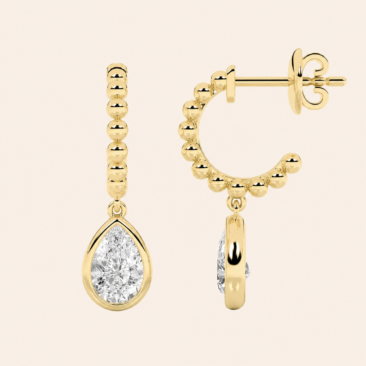 1CT Pear Cut Lab Grown Diamond Dangle Earrings
