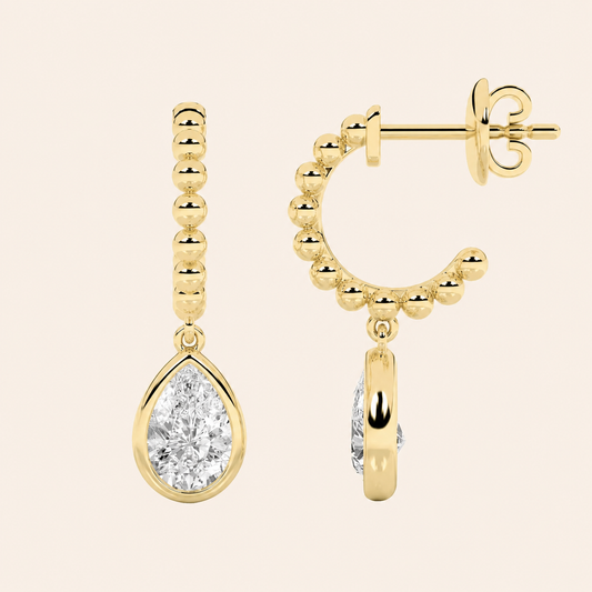1CT Pear Cut Lab Grown Diamond Dangle Earrings