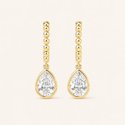1CT Pear Cut Lab Grown Diamond Dangle Earrings