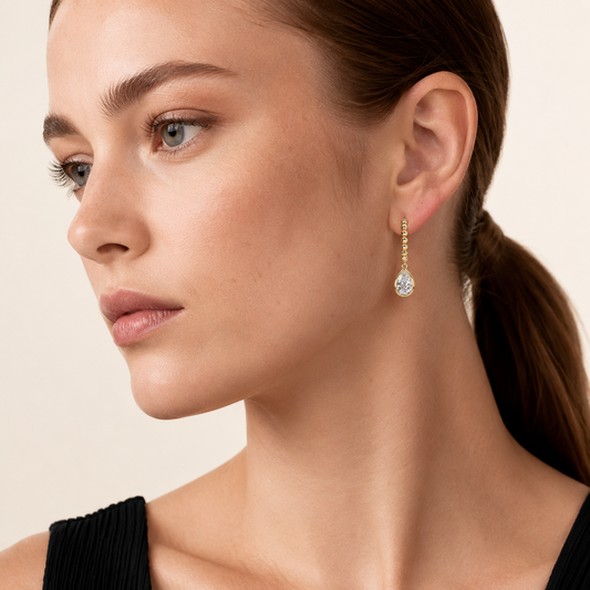 1CT Pear Cut Lab Grown Diamond Dangle Earrings