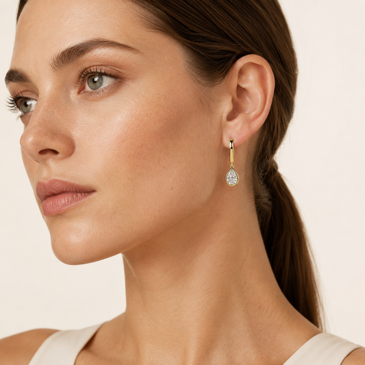 1CT Pear Cut Lab Grown Diamond Dangle Earrings
