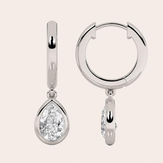 1CT Pear Cut Lab Grown Diamond Dangle Earrings