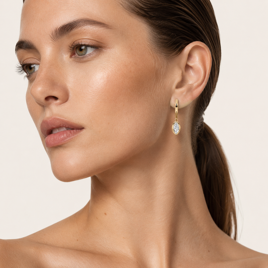 0.6CT Marquise Cut Lab Grown Diamond Dangle Earrings