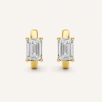 2CT Emerald Cut Lab Grown Diamond Huggie Earrings