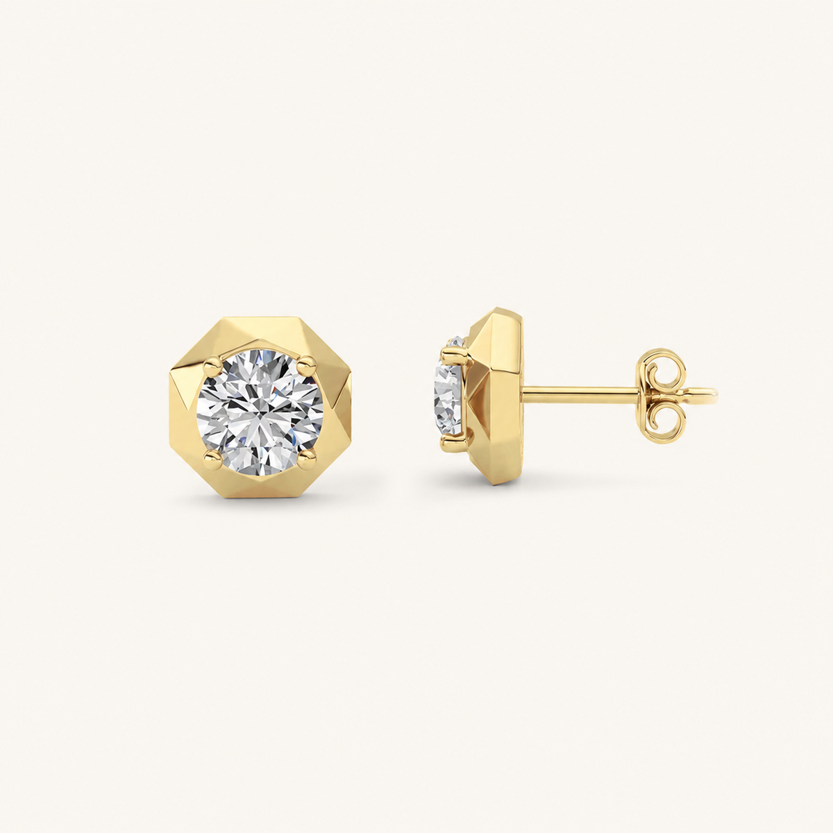2CT Round Cut Lab Grown Diamond stud Earrings