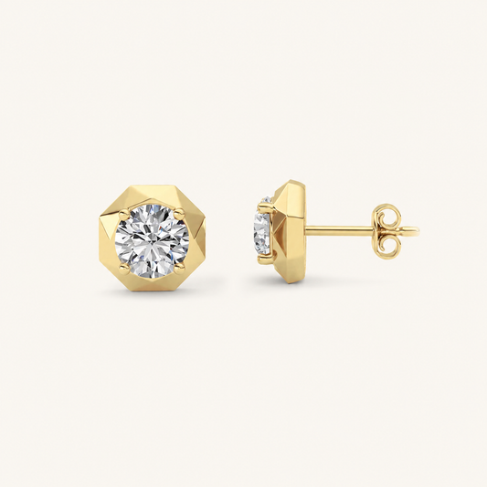 2CT Round Cut Lab Grown Diamond stud Earrings