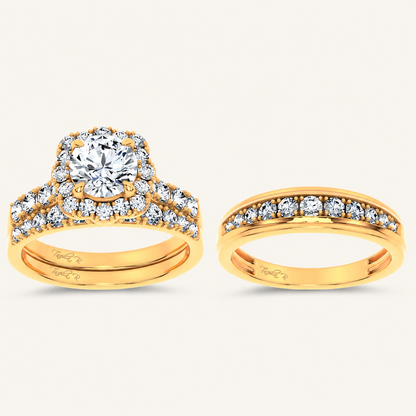 3CT Rounc Cut Certified Lab Grown Diamond Trio Halo Set