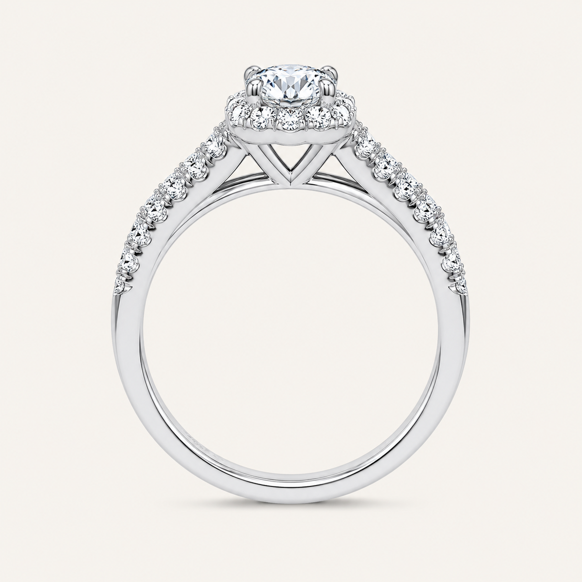 3CT Rounc Cut Certified Lab Grown Diamond Trio Halo Set
