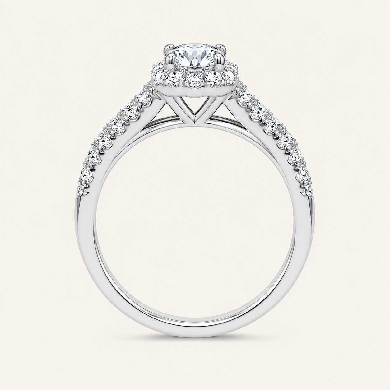 3CT Rounc Cut Certified Lab Grown Diamond Trio Halo Set