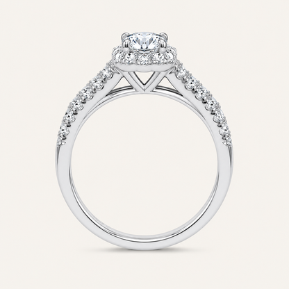 3CT Rounc Cut Certified Lab Grown Diamond Trio Halo Set