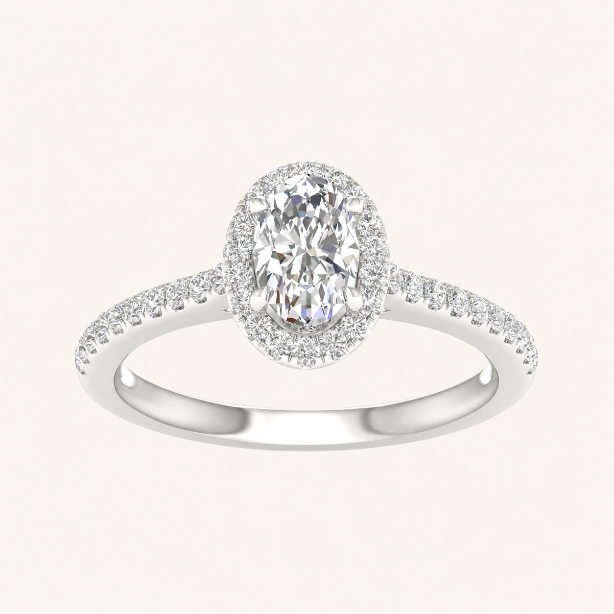 1CT Oval Cut Lab Grown Diamond Halo Ring