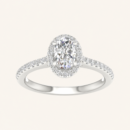 1CT Oval Cut Lab Grown Diamond Halo Ring
