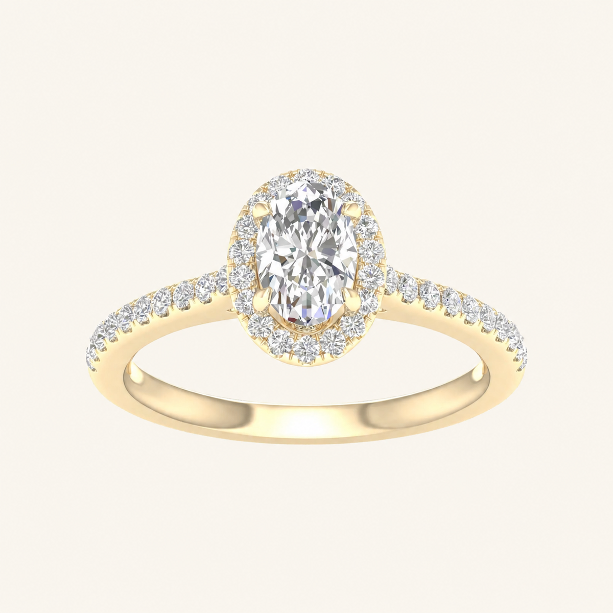 1CT Oval Cut Lab Grown Diamond Halo Ring