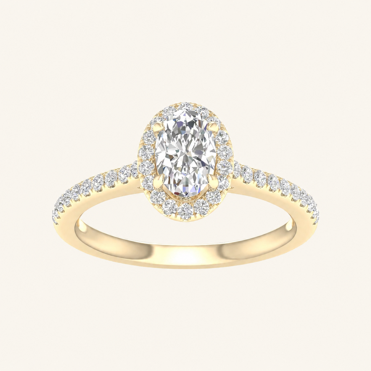 1CT Oval Cut Lab Grown Diamond Halo Ring