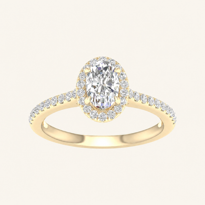 1CT Oval Cut Lab Grown Diamond Halo Ring