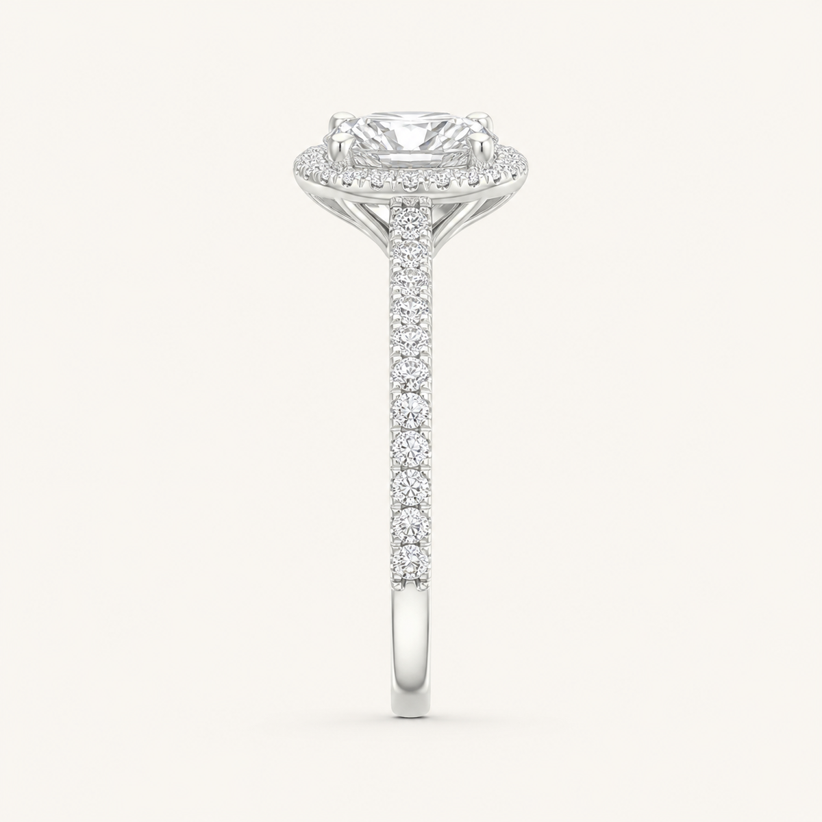 1CT Oval Cut Lab Grown Diamond Halo Ring