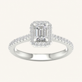 1CT Emerald Cut Lab Grown Diamond Halo Ring