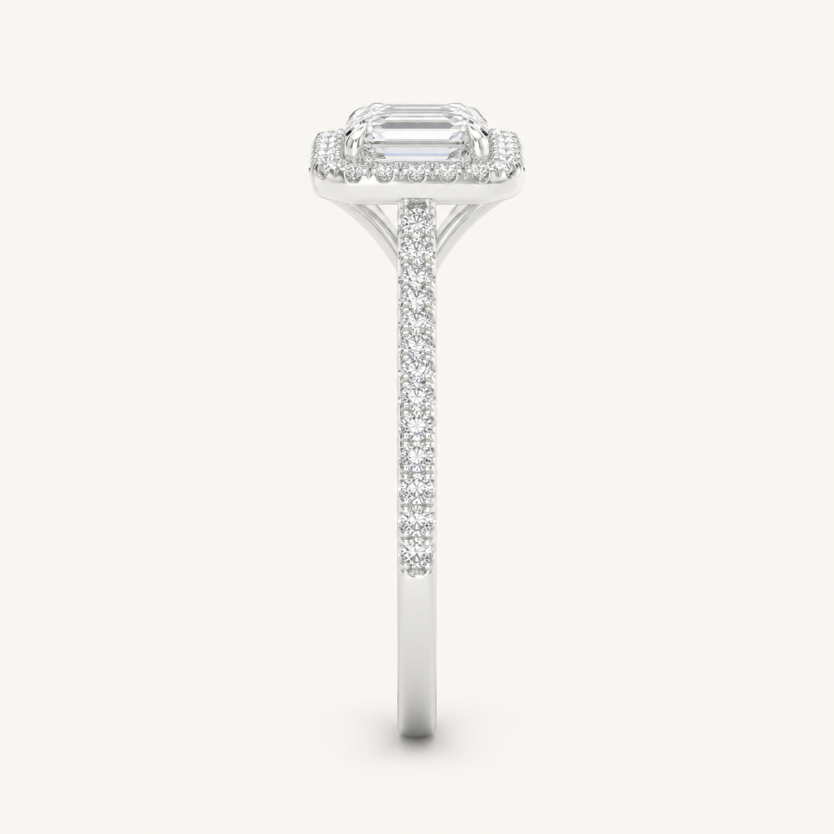1CT Emerald Cut Lab Grown Diamond Halo Ring
