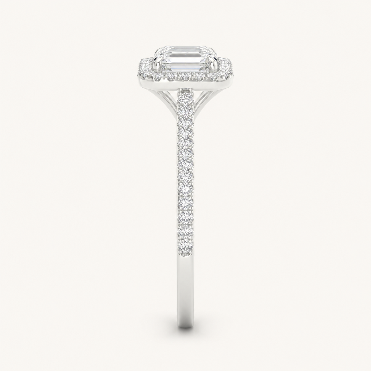1CT Emerald Cut Lab Grown Diamond Halo Ring