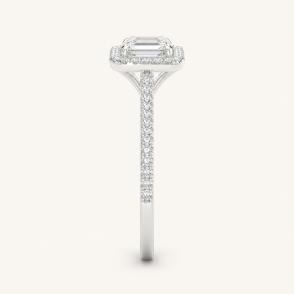 1CT Emerald Cut Lab Grown Diamond Halo Ring