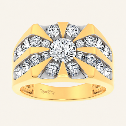 3CT Round Cut Certified Lab Grown Diamond Mens Cluster Ring