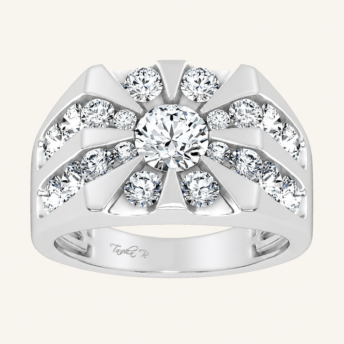 3CT Round Cut Certified Lab Grown Diamond Mens Cluster Ring