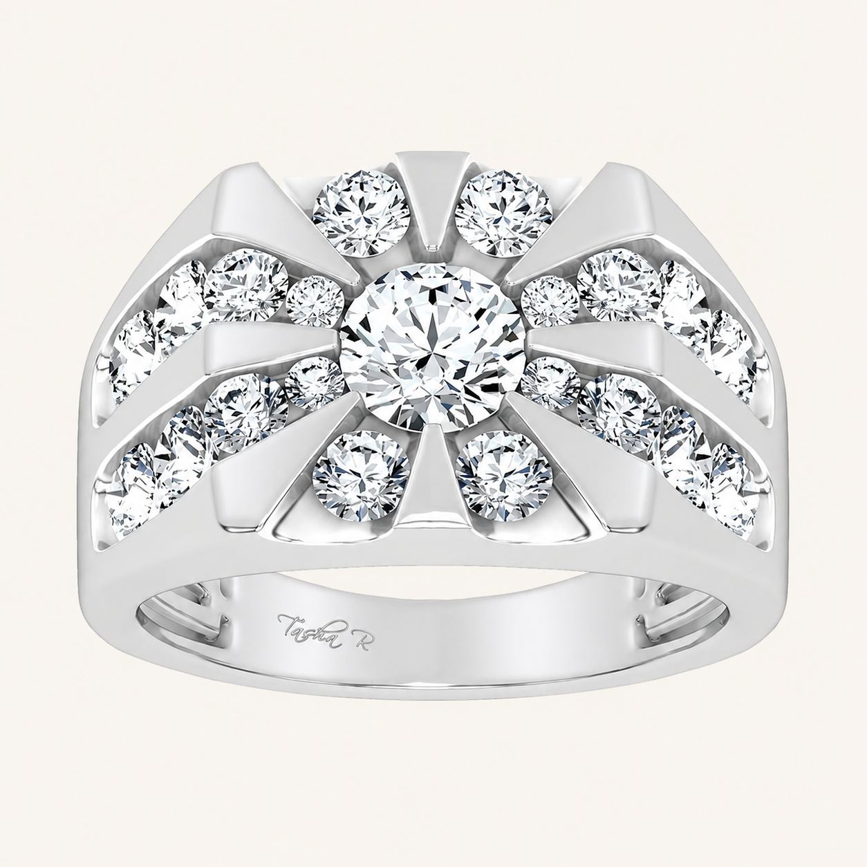 3CT Round Cut Certified Lab Grown Diamond Mens Cluster Ring
