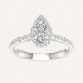 1CT Pear Cut Lab Grown Diamond Halo Ring