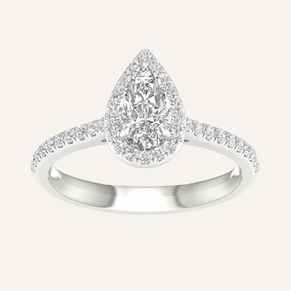 1CT Pear Cut Lab Grown Diamond Halo Ring