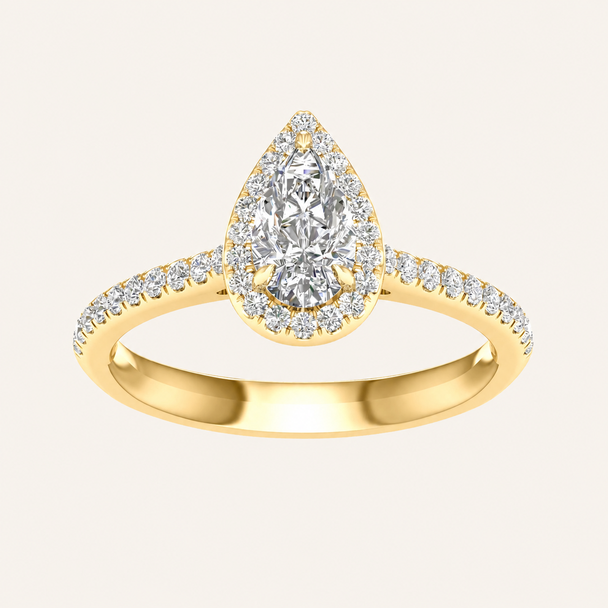1CT Pear Cut Lab Grown Diamond Halo Ring