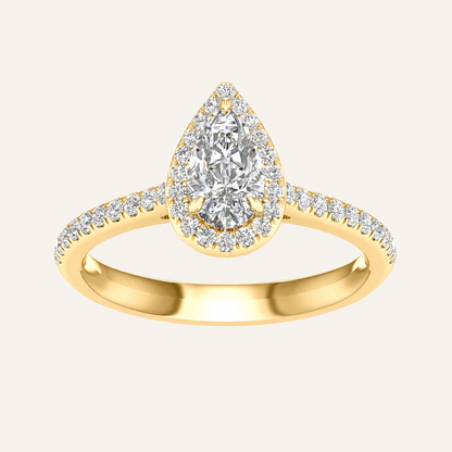 1CT Pear Cut Lab Grown Diamond Halo Ring