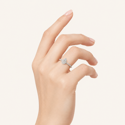 1CT Pear Cut Lab Grown Diamond Halo Ring