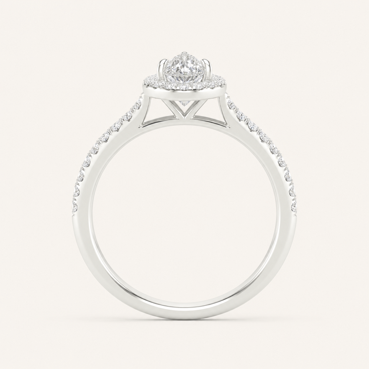 1CT Pear Cut Lab Grown Diamond Halo Ring