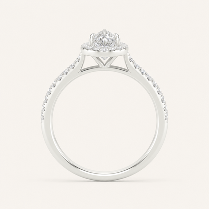 1CT Pear Cut Lab Grown Diamond Halo Ring